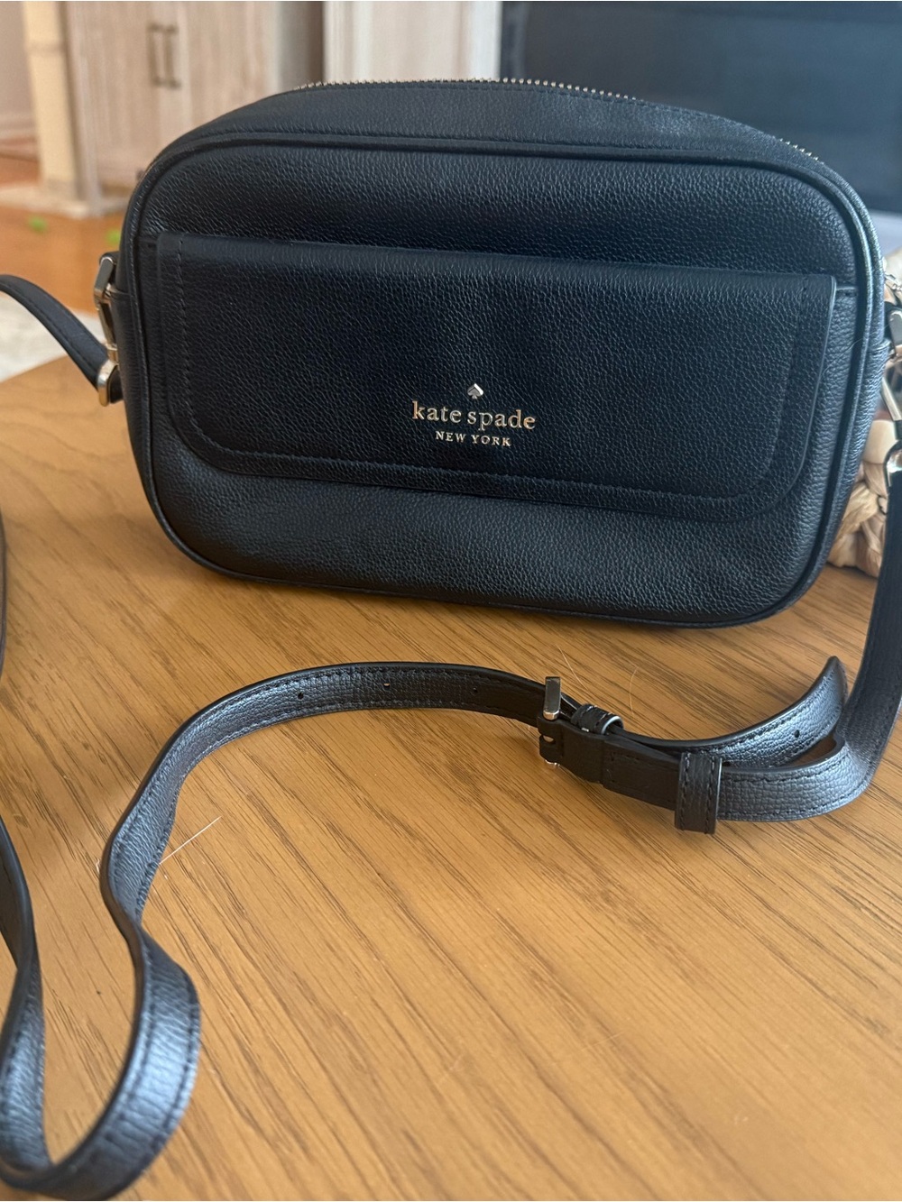 kate spade Black Leather Crossbody Camera Bag